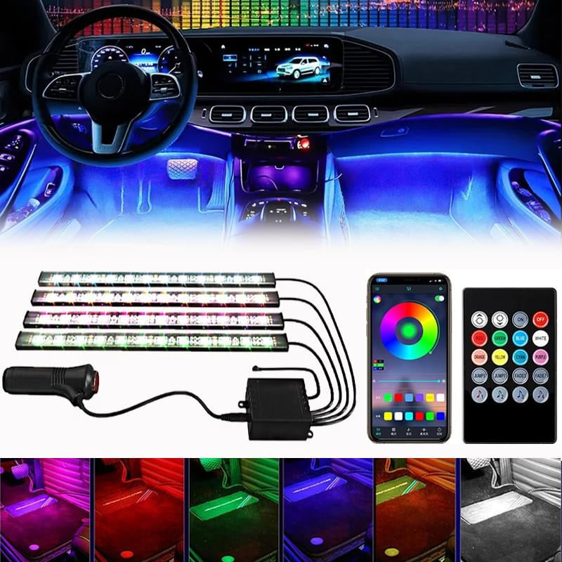 Car LED Interior Strip Lights – RGB Bluetooth Ambient Lighting Kit