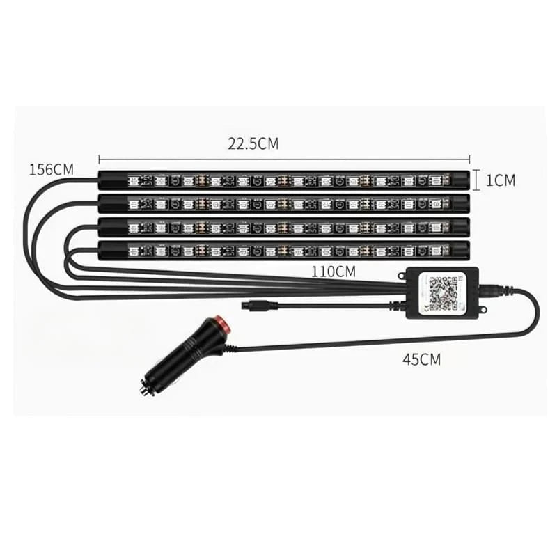 Car LED Strip Lights Kit, Auto Interior Ambient RGB LED Strip Atmosphere Car Decorative Lamp with Bluetooth Music Sync App Remote Control