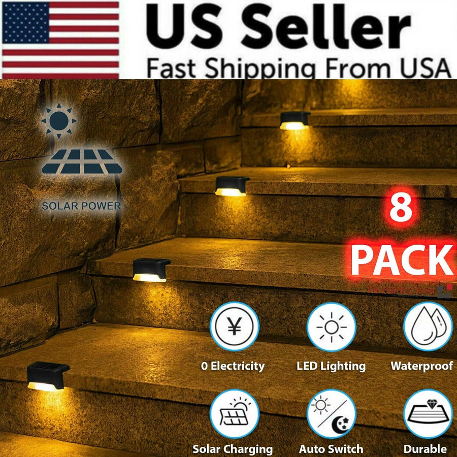 8-Pack Solar Deck Lights – Waterproof LED Outdoor Step Lights